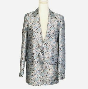 Zara Blue Floral Print Blazer Bloggers Favorite. NEW Size XS